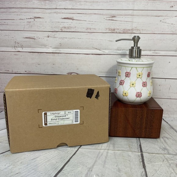 Longaberger Bath Longaberger Pottery Dogwood Soap Dispenser New In